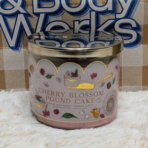Bath & Body Works BBW Cherry Blossom Pound Cake 3 Wick Scented Candle